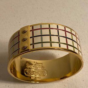 Coach White Square Plaid Bangle